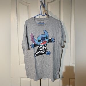 NWOT Disney Stitch Gray and Blue Cartoon Graphic Short Sleeve Tee